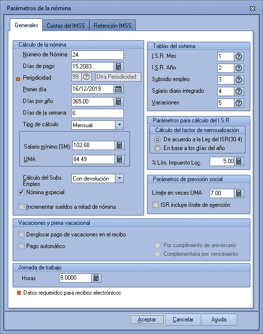 Cálculo de aguinaldo en Aspel NOI 9.0 - Pruebas