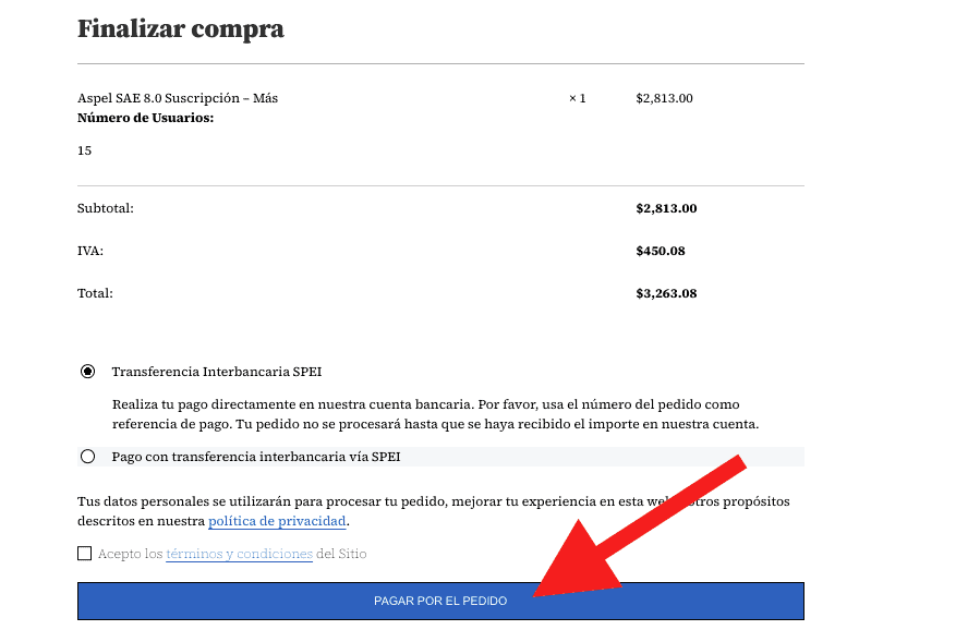 Realizar el pago de un pedido de cotización - Pruebas