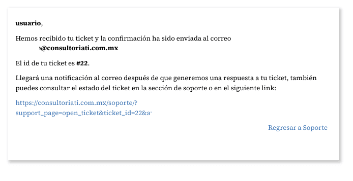 Solicitar soporte mediante Ticket - Pruebas